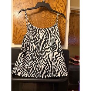 Zebra Print Camisole Top XL Black White Spaghetti Strap Scoop Neck‎ Sleeveless